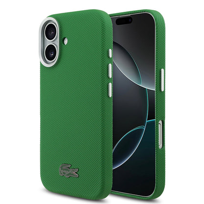 Apple iPhone 17 Kılıf Lacoste Orjinal Lisanslı M-Safe Şarj Özellikli PVC Pike Desenli Arka Yüzey İkonik Timsah Dokuma Logolu Kapak - Görsel 9