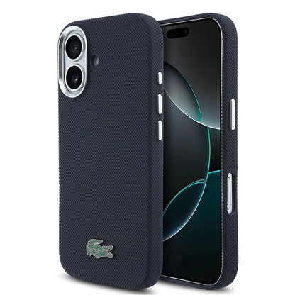 Apple iPhone 17 Kılıf Lacoste Orjinal Lisanslı M-Safe Şarj Özellikli PVC Pike Desenli Arka Yüzey İkonik Timsah Dokuma Logolu Kapak - Görsel 10
