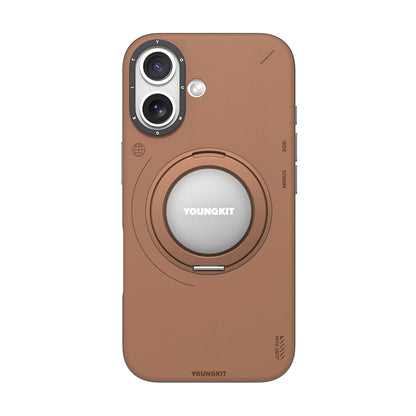 Apple iPhone 17 Kılıf M-safe Şarj Özellikli 360 Derece Standlı Basit Mat Deri Desenli Youngkit Tech Leather Serisi Kapak - Görsel 2