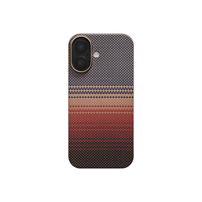 Apple iPhone 17 Kılıf M-safe Şarj Özellikli Aramid Fiber Pitaka Tactile Woven Sunset-Moonrise Serisi Kapak - Görsel 3