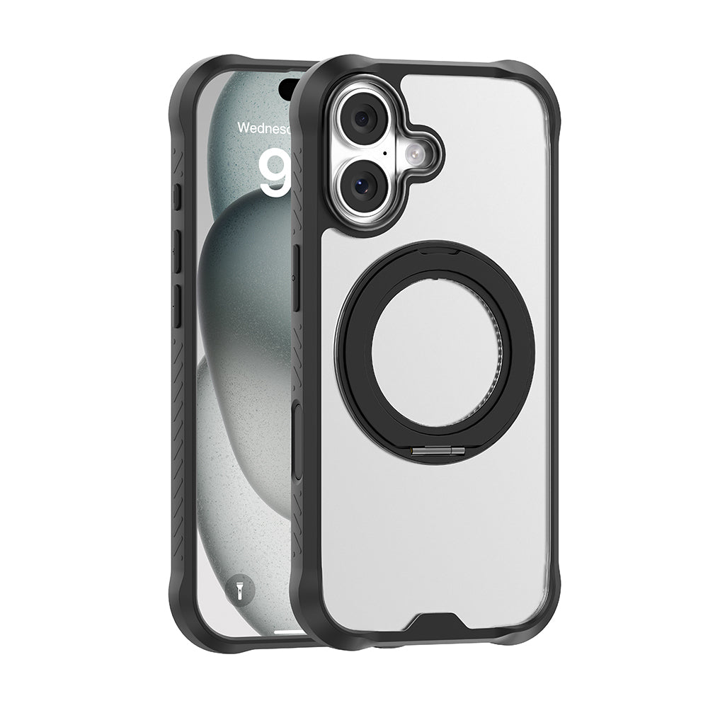 Apple iPhone 17 Kılıf M-safe Şarj Özellikli Parmak Ring Standlı Airbag Tasarımlı Mutural Obsidian Serisi Kapak - Görsel 2