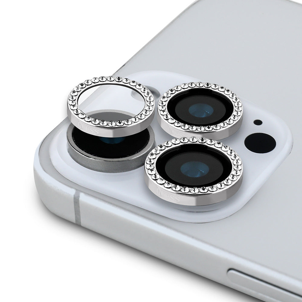 Apple iPhone 17 Pro Guess Orjinal Lisanslı Rhinestone Taşlı Lens Koruyucu - Görsel 5