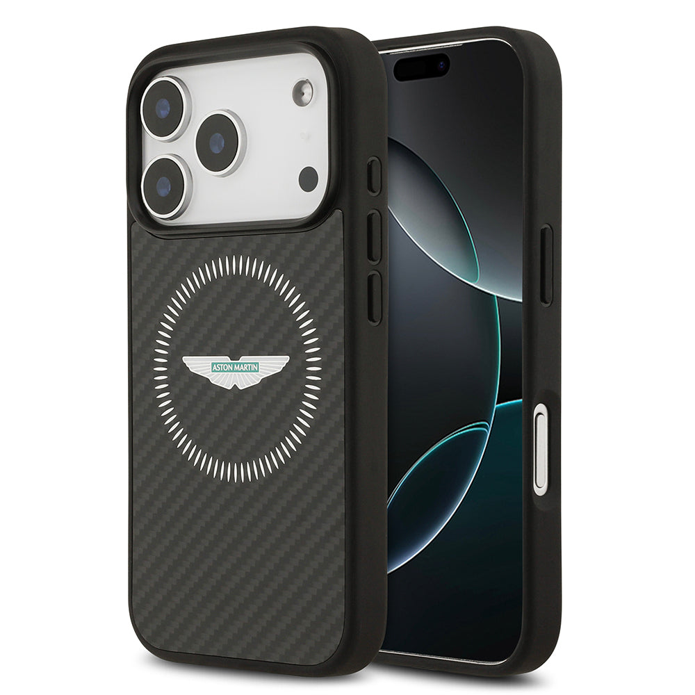 Apple iPhone 17 Pro Kılıf Aston Martin Orjinal Lisanslı M-safe Şarj Özellikli Karbon Fiber Kevlar Kapak - Görsel 2