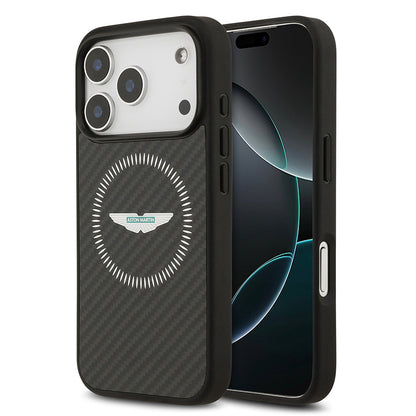 Apple iPhone 17 Pro Kılıf Aston Martin Orjinal Lisanslı M-safe Şarj Özellikli Karbon Fiber Kevlar Kapak - Görsel 2