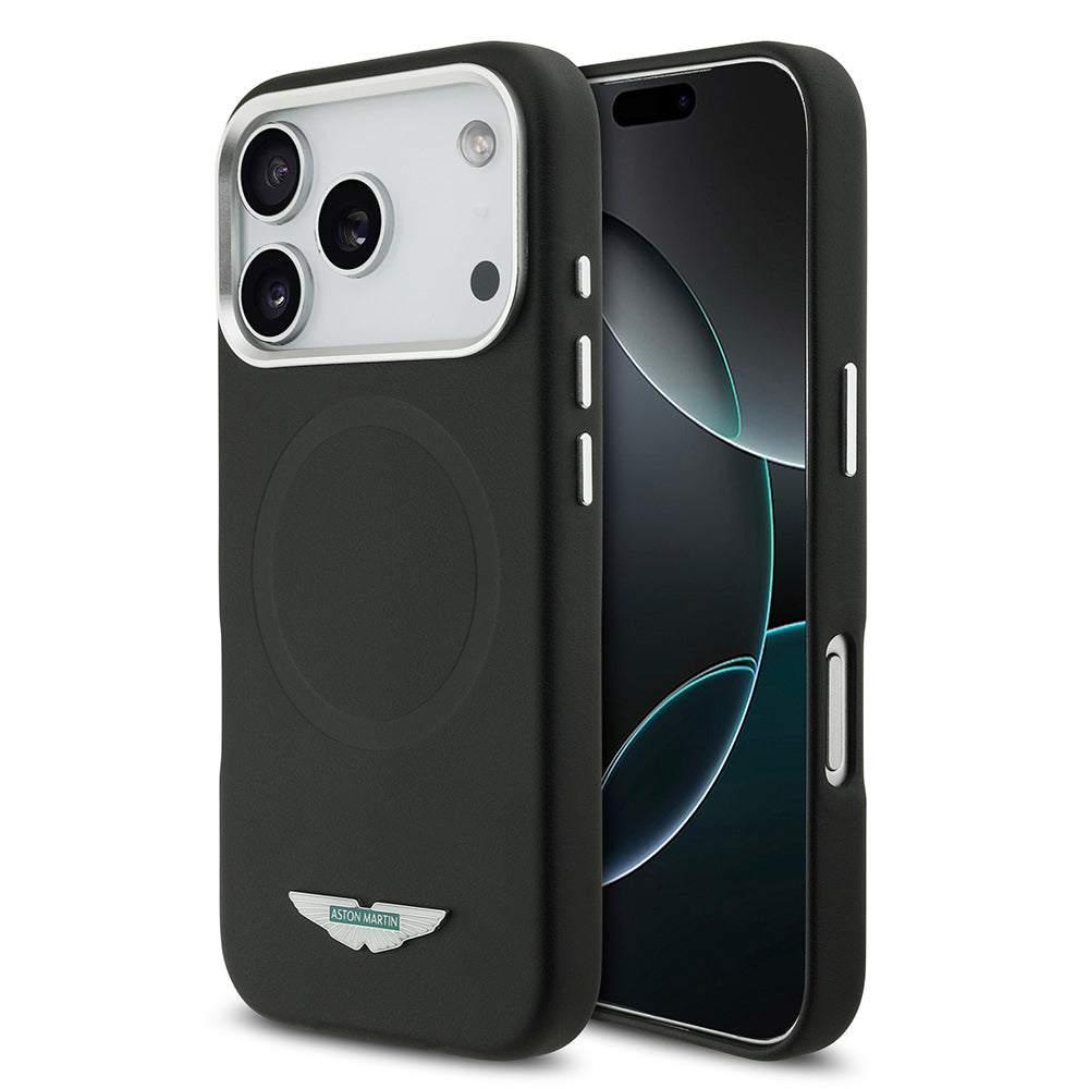 Apple iPhone 17 Pro Kılıf Aston Martin Orjinal Lisanslı M-safe Şarj Özellikli Metal Logolu PU Deri Kapak - Görsel 2