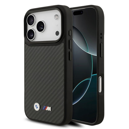 Apple iPhone 17 Pro Kılıf BMW Orjinal Lisanslı M-safe Şarj Özellikli Karbon Fiber Metal Logolu Kevlar Kapak - Görsel 2