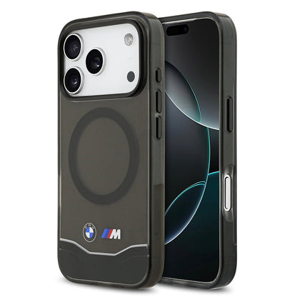 Apple iPhone 17 Pro Kılıf BMW Orjinal Lisanslı M-safe Şarj Özellikli Metal Buton Tasarımlı Tranparan M Dizayn Kapak