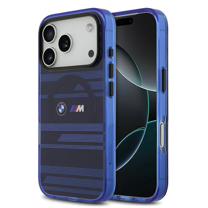 Apple iPhone 17 Pro Kılıf BMW Orjinal Lisanslı M-safe Şarj Özellikli Metal Kamera Butonlu Yatay Şeritli M Dizayn Kapak - Görsel 4
