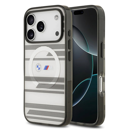 Apple iPhone 17 Pro Kılıf BMW Orjinal Lisanslı M-safe Şarj Özellikli Metal Kamera Butonlu Yatay Şeritli M Dizayn Kapak - Görsel 3