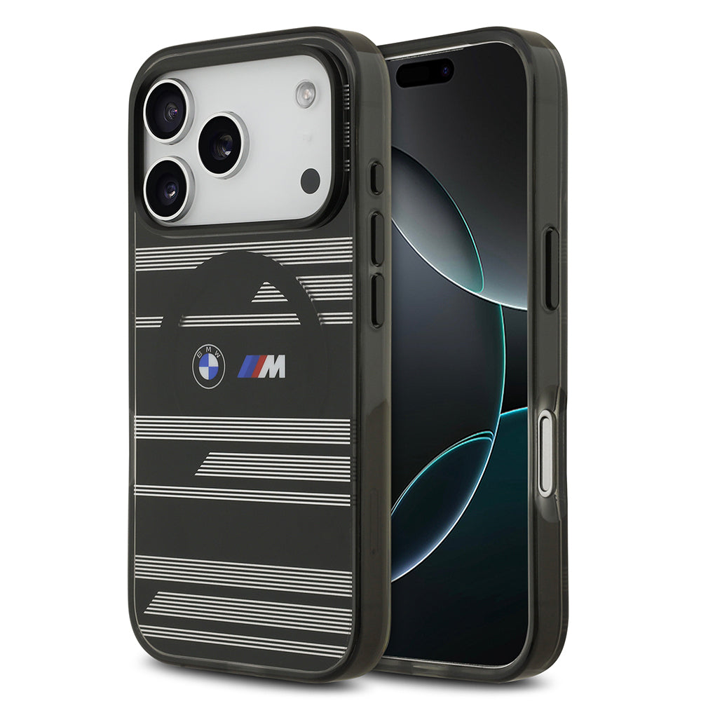 Apple iPhone 17 Pro Kılıf BMW Orjinal Lisanslı M-safe Şarj Özellikli Metal Kamera Butonlu Yatay Şeritli M Dizayn Kapak - Görsel 2