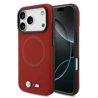 Apple iPhone 17 Pro Kılıf BMW Orjinal Lisanslı M-safe Şarj Özellikli Metal Logolu Delikli M Dizayn Deri Kapak