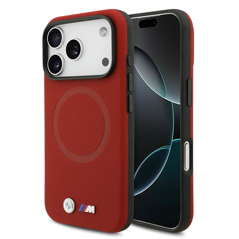Apple iPhone 17 Pro Kılıf BMW Orjinal Lisanslı M-safe Şarj Özellikli Metal Logolu Delikli M Dizayn Deri Kapak - Görsel 6