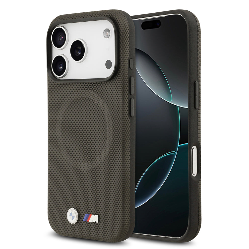 Apple iPhone 17 Pro Kılıf BMW Orjinal Lisanslı M-safe Şarj Özellikli Metal Logolu Delikli M Dizayn Deri Kapak - Görsel 2