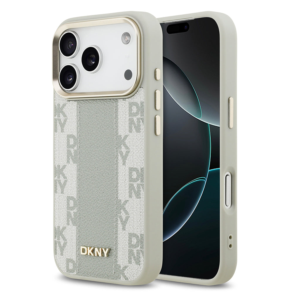Apple iPhone 17 Pro Kılıf DKNY Orjinal Lisanslı M-safe Şarj Özellikli 3D Yazılı Checkered Pattern Kapak - Görsel 2