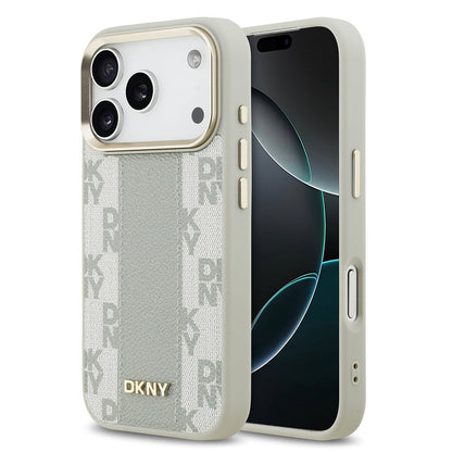 Apple iPhone 17 Pro Kılıf DKNY Orjinal Lisanslı M-safe Şarj Özellikli 3D Yazılı Checkered Pattern Kapak - Görsel 2
