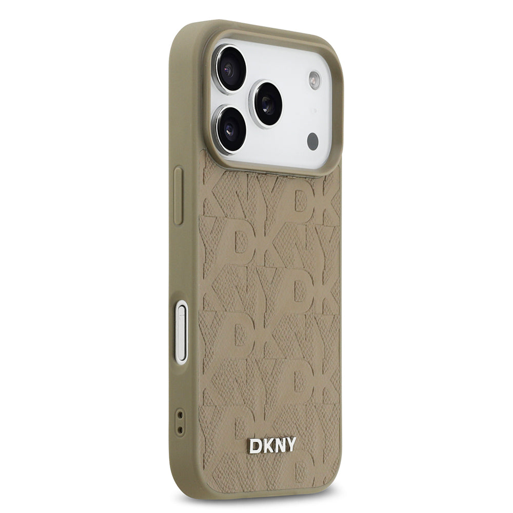 Apple iPhone 17 Pro Kılıf DKNY Orjinal Lisanslı M-safe Şarj Özellikli 3D Yazılı Grid Pattern Kapak - Görsel 4