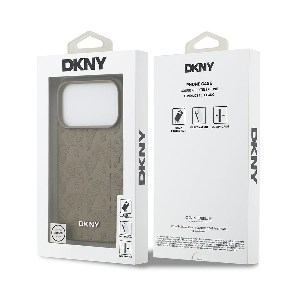 Apple iPhone 17 Pro Kılıf DKNY Orjinal Lisanslı M-safe Şarj Özellikli 3D Yazılı Grid Pattern Kapak - Görsel 8