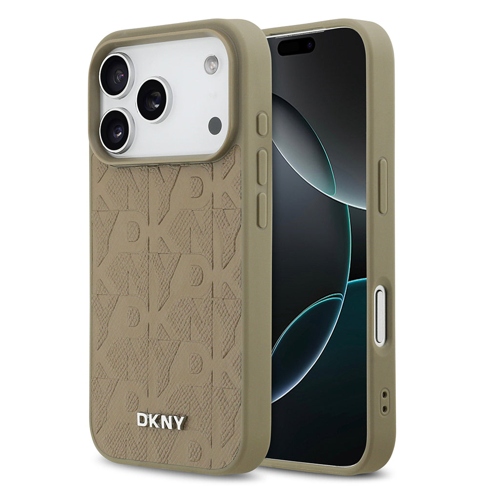 Apple iPhone 17 Pro Kılıf DKNY Orjinal Lisanslı M-safe Şarj Özellikli 3D Yazılı Grid Pattern Kapak - Görsel 17