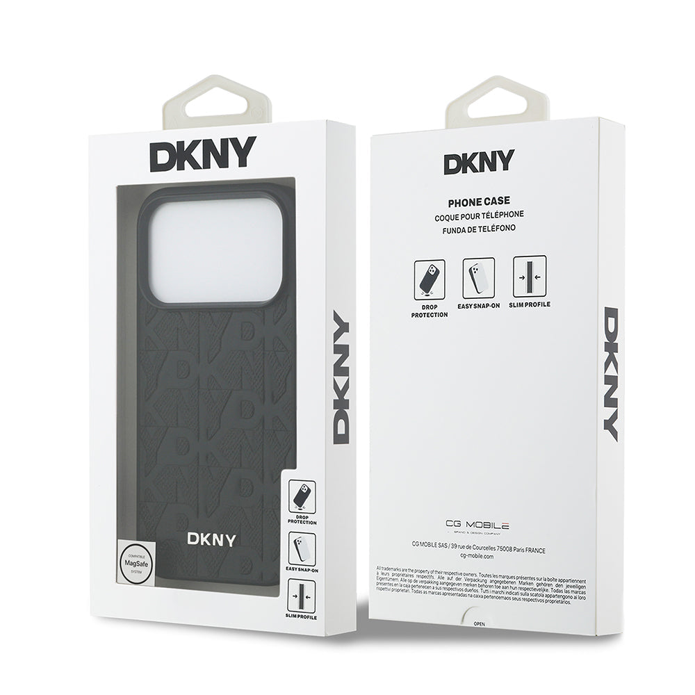 Apple iPhone 17 Pro Kılıf DKNY Orjinal Lisanslı M-safe Şarj Özellikli 3D Yazılı Grid Pattern Kapak - Görsel 15