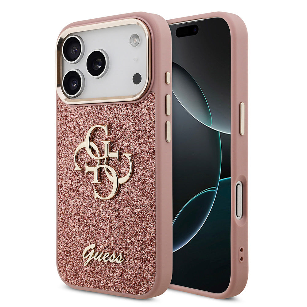 Apple iPhone 17 Pro Kılıf Guess Orjinal Lisanslı 4G Büyük Metal Kamera Çerçeveli ve Logolu Glitter Kapak - Görsel 2