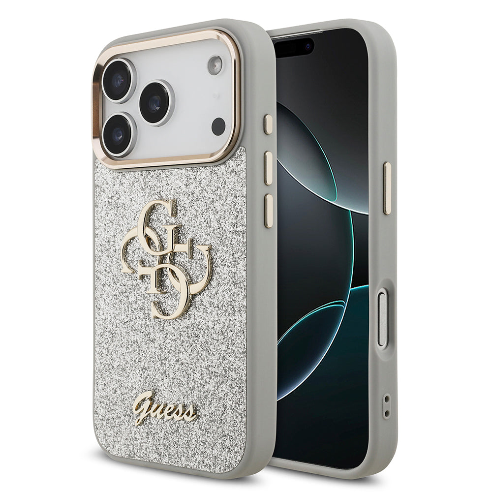 Apple iPhone 17 Pro Kılıf Guess Orjinal Lisanslı 4G Büyük Metal Kamera Çerçeveli ve Logolu Glitter Kapak - Görsel 4