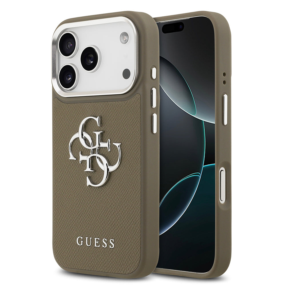 Apple iPhone 17 Pro Kılıf Guess Orjinal Lisanslı Grained 4G Metal Büyük Logolu Kapak - Görsel 2