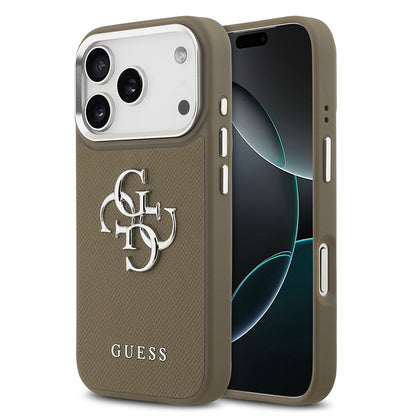Apple iPhone 17 Pro Kılıf Guess Orjinal Lisanslı Grained 4G Metal Büyük Logolu Kapak - Görsel 2