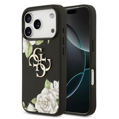 Apple iPhone 17 Pro Kılıf Guess Orjinal Lisanslı Gül Baskılı Büyük Metal Logo Dizaynlı Kapak - Görsel 2