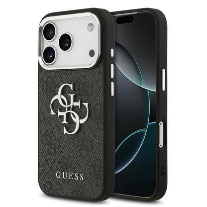 Apple iPhone 17 Pro Kılıf Guess Orjinal Lisanslı Gümüş Metal Kamera Çerçeveli 4G Desenli Metal Büyük 4G ve Yazı Logolu Kapak - Görsel 2