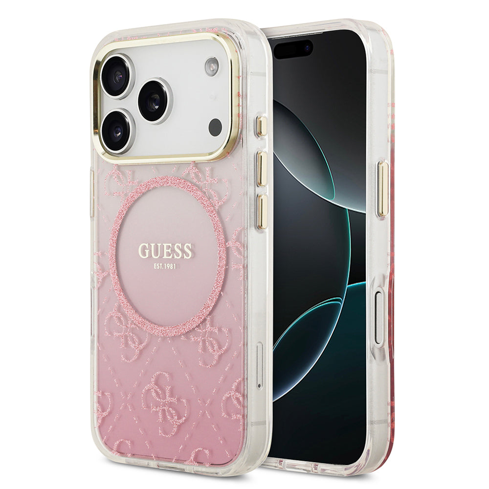 Apple iPhone 17 Pro Kılıf Guess Orjinal Lisanslı M-safe Şarj Özellikli 4G Desenli Simli Silikon Kapak - Görsel 2