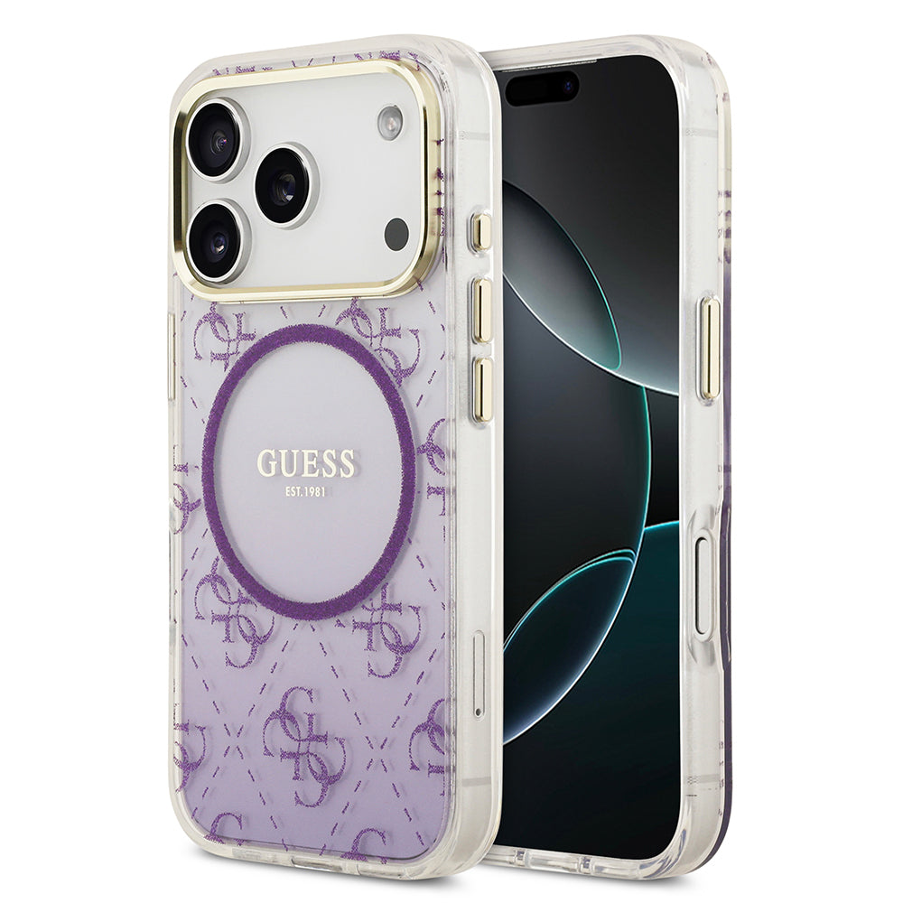 Apple iPhone 17 Pro Kılıf Guess Orjinal Lisanslı M-safe Şarj Özellikli 4G Desenli Simli Silikon Kapak - Görsel 3
