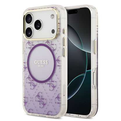 Apple iPhone 17 Pro Kılıf Guess Orjinal Lisanslı M-safe Şarj Özellikli 4G Desenli Simli Silikon Kapak - Görsel 3