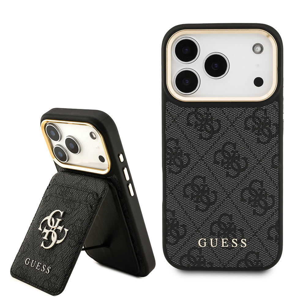 Apple iPhone 17 Pro Kılıf Guess Orjinal Lisanslı M-safe Şarj Özellikli 4G Metal Büyük Logolu Kartlıklı Kapak - Görsel 2