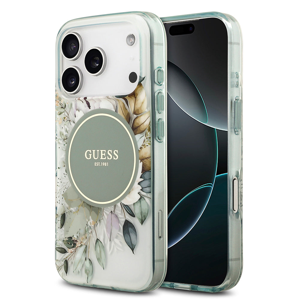 Apple iPhone 17 Pro Kılıf Guess Orjinal Lisanslı M-safe Şarj Özellikli Flower Tonal Circle Kapak - Görsel 4