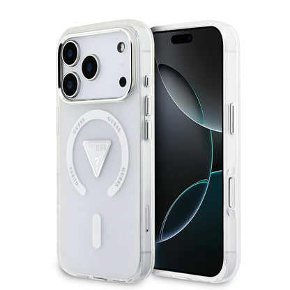 Apple iPhone 17 Pro Kılıf Guess Orjinal Lisanslı M-safe Şarj Özellikli IML Baskılı Üçgen Logolu Metal Kamera Çerçeveli Kapak - Görsel 2
