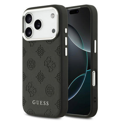 Apple iPhone 17 Pro Kılıf Guess Orjinal Lisanslı M-safe Şarj Özellikli Sıcak Baskılı Klasik Yazı Logolu PU Deri Peony Kapak - Görsel 3