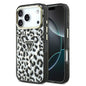 Apple iPhone 17 Pro Kılıf Guess Orjinal Lisanslı M-safe Şarj Özellikli Üçgen Logolu Simli Leopar Desenli Kapak