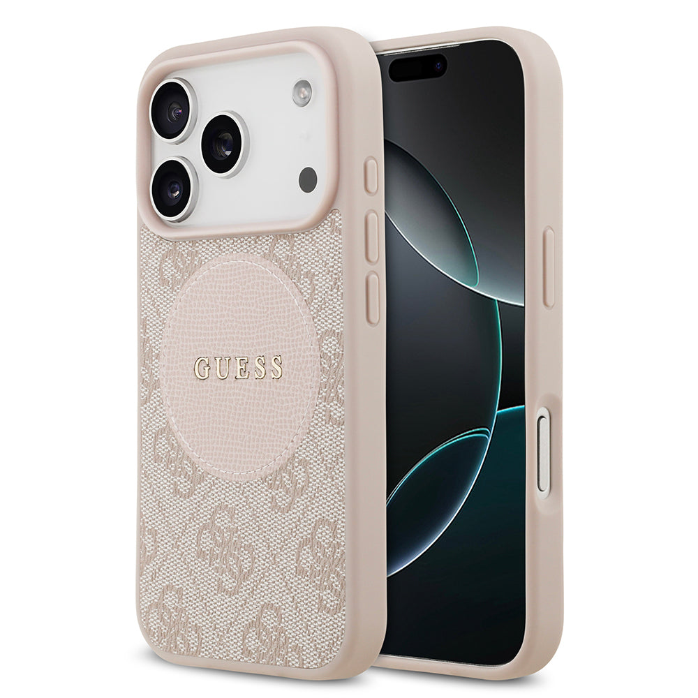 Apple iPhone 17 Pro Kılıf Guess Orjinal Lisanslı M-safe Şarj Özellikli Yazı Logolu Circle Classic Kapak - Görsel 4