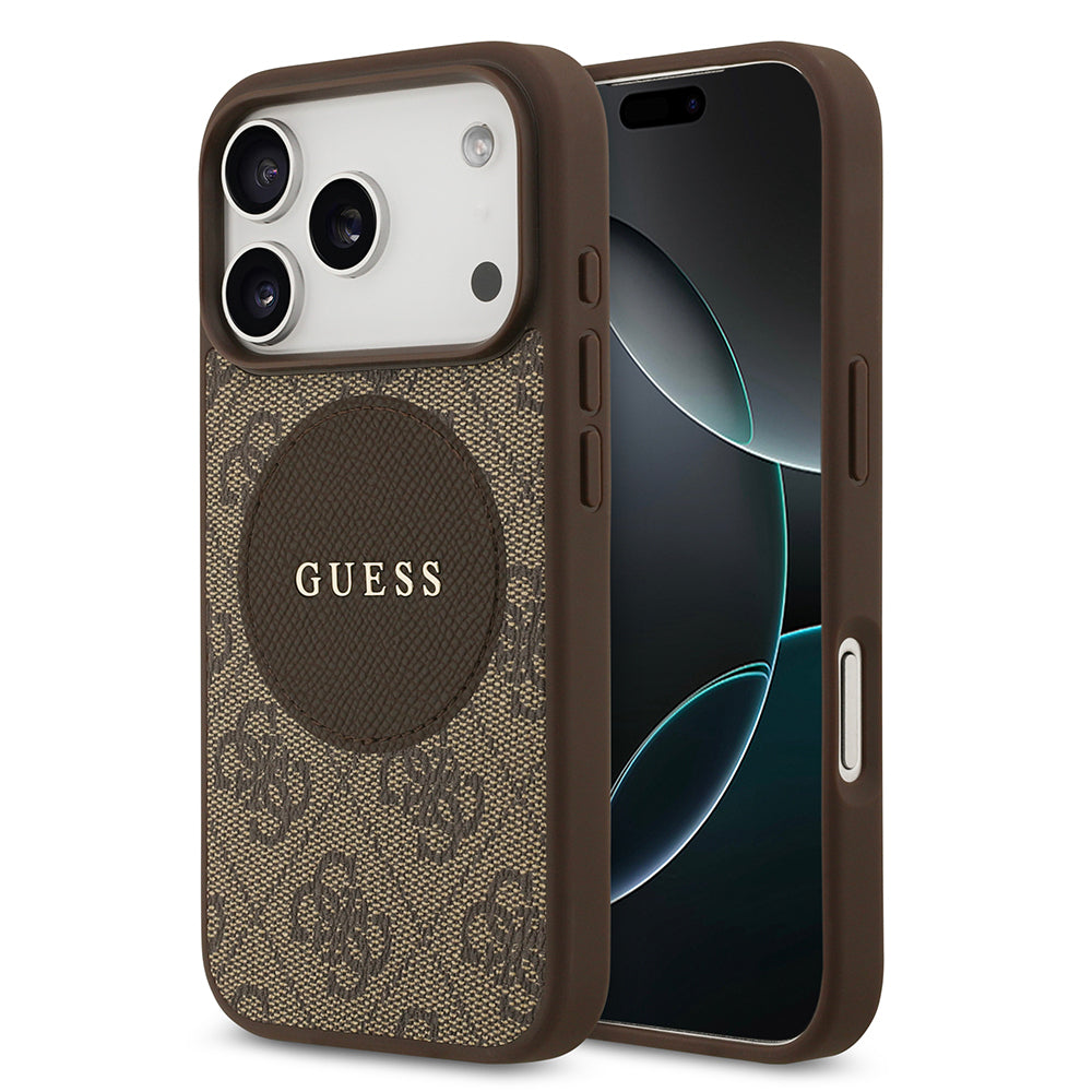 Apple iPhone 17 Pro Kılıf Guess Orjinal Lisanslı M-safe Şarj Özellikli Yazı Logolu Circle Classic Kapak - Görsel 2