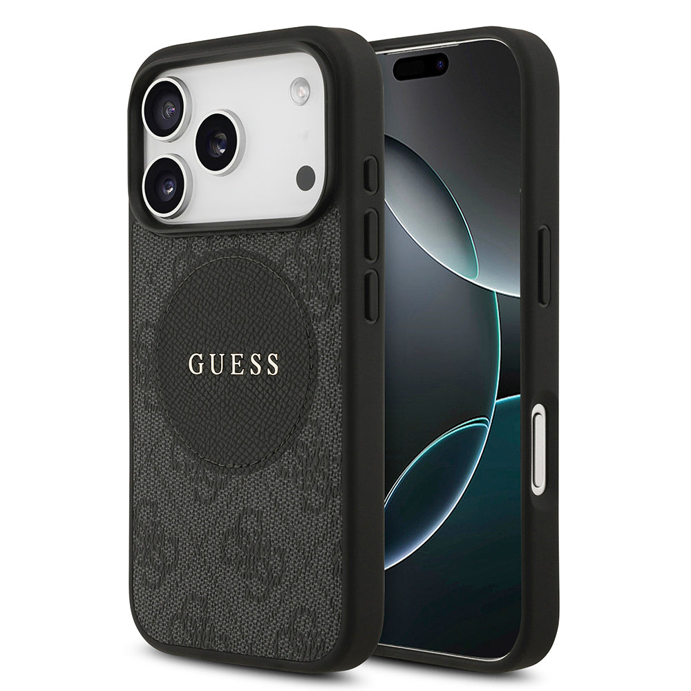 Apple iPhone 17 Pro Kılıf Guess Orjinal Lisanslı M-safe Şarj Özellikli Yazı Logolu Circle Classic Kapak - Görsel 3