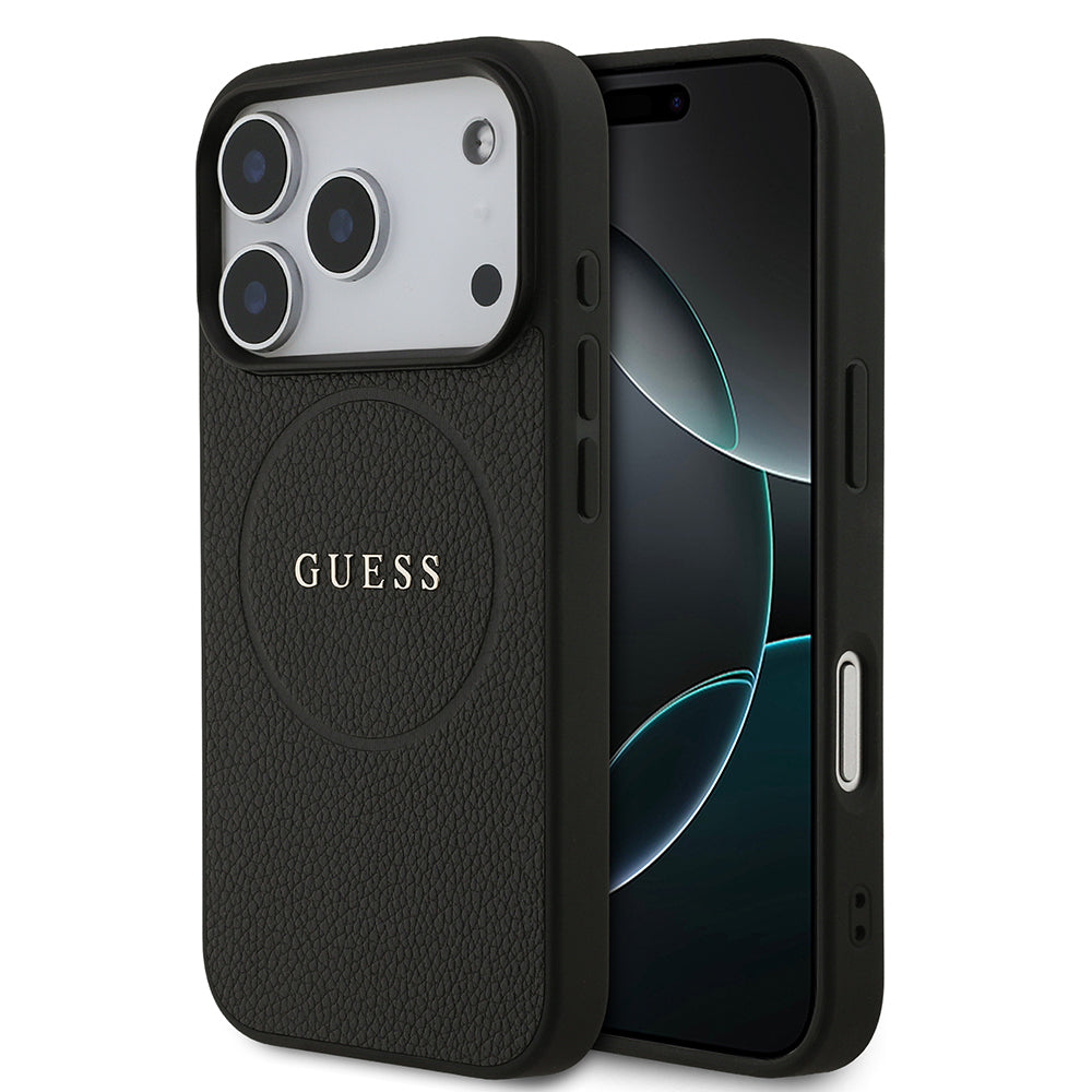 Apple iPhone 17 Pro Kılıf Guess Orjinal Lisanslı M-safe Şarj Özellikli Yazı Logolu PU Deri Kapak - Görsel 2