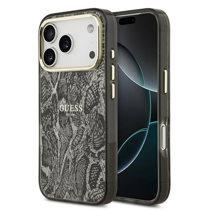Apple iPhone 17 Pro Kılıf Guess Orjinal Lisanslı M-safe Şarj Özellikli Yazı Logolu Python Desenli Kapak - Görsel 3