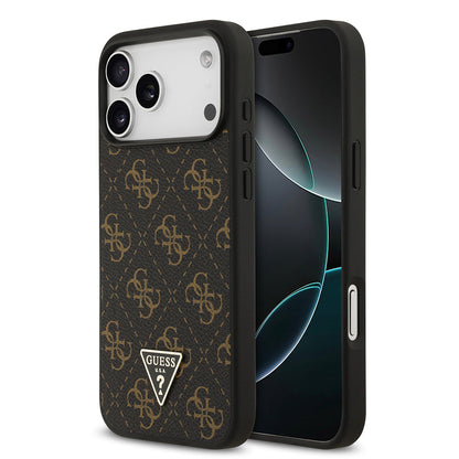 Apple iPhone 17 Pro Kılıf Guess Orjinal Lisanslı PU Deri 4G Desenli Üçgen Logolu Kapak - Görsel 2