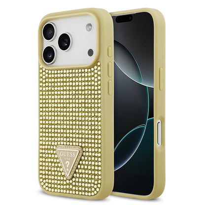 Apple iPhone 17 Pro Kılıf Guess Orjinal Lisanslı Taşlı Arka Yüzey Üçgen Logolu Kapak - Görsel 3