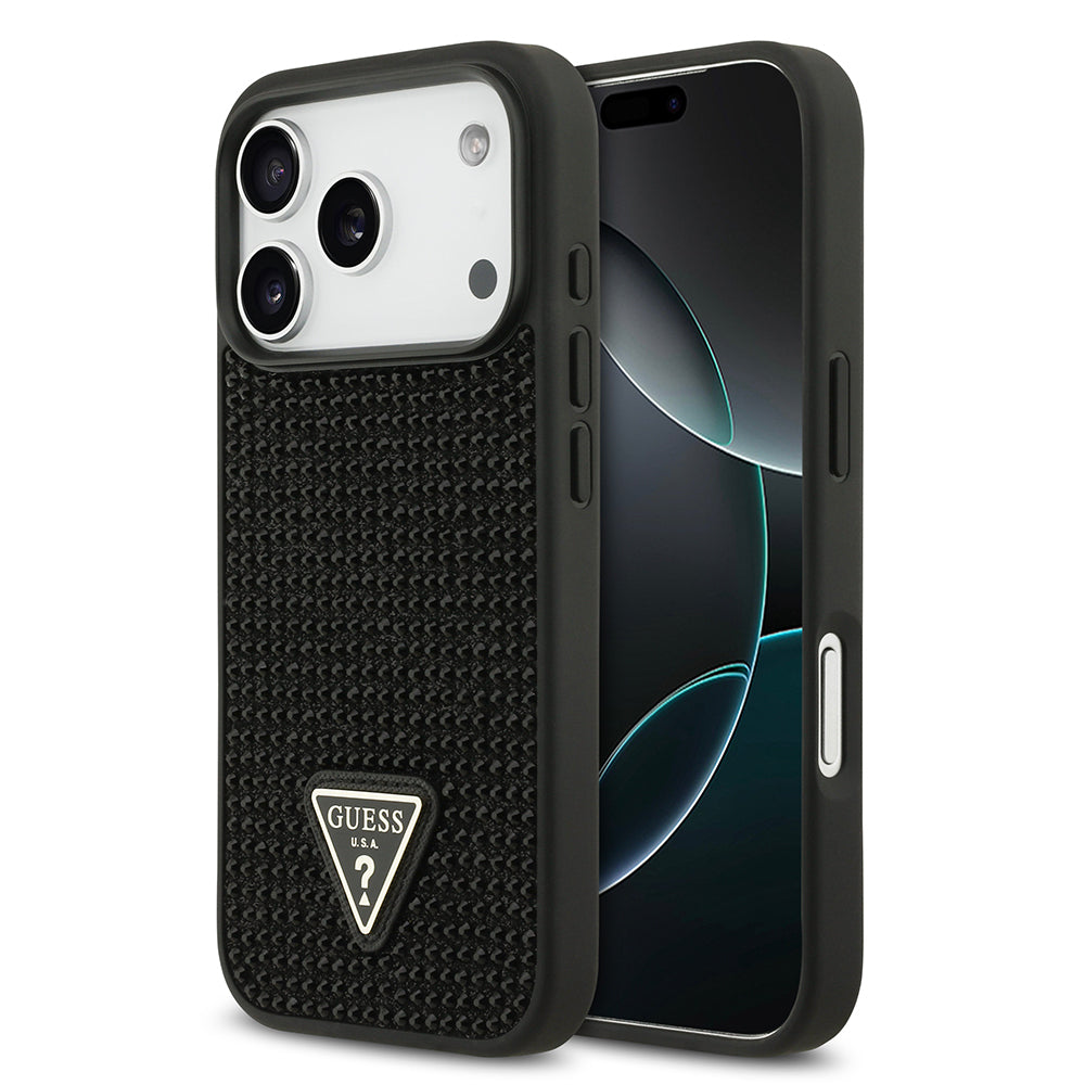 Apple iPhone 17 Pro Kılıf Guess Orjinal Lisanslı Taşlı Arka Yüzey Üçgen Logolu Kapak - Görsel 2