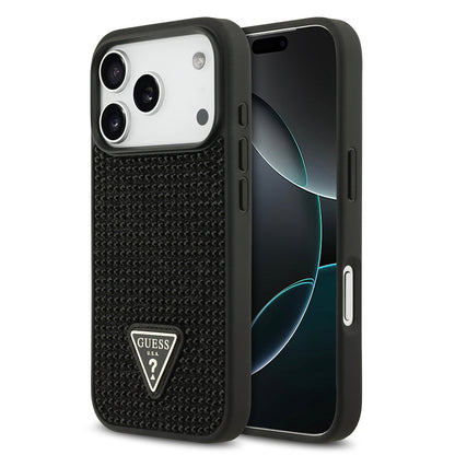 Apple iPhone 17 Pro Kılıf Guess Orjinal Lisanslı Taşlı Arka Yüzey Üçgen Logolu Kapak - Görsel 2