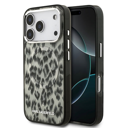 Apple iPhone 17 Pro Kılıf Karl Lagerfeld Orjinal Lisanslı M-safe Şarj Özellikli IML Leopar Baskılı Kapak - Görsel 3