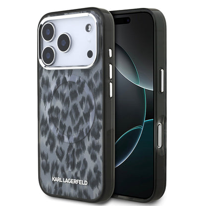 Apple iPhone 17 Pro Kılıf Karl Lagerfeld Orjinal Lisanslı M-safe Şarj Özellikli IML Leopar Baskılı Kapak - Görsel 2