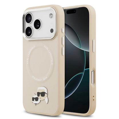 Apple iPhone 17 Pro Kılıf Karl Lagerfeld Orjinal Lisanslı M-safe Şarj Özellikli Metal Kamera ve Buton Tasarımlı K&C PU Deri Kapak - Görsel 4