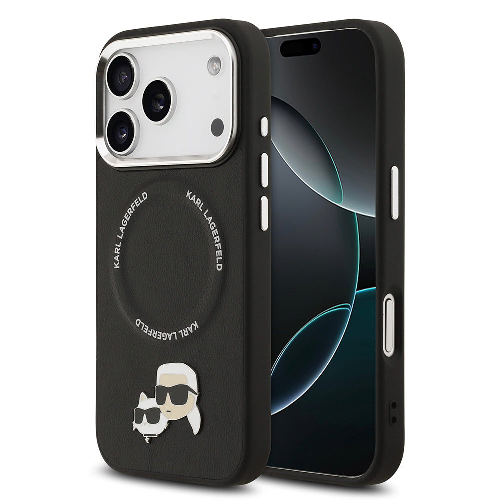 Apple iPhone 17 Pro Kılıf Karl Lagerfeld Orjinal Lisanslı M-safe Şarj Özellikli Metal Kamera ve Buton Tasarımlı K&C PU Deri Kapak - Görsel 2